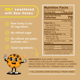 Raw Honey Project Cookie Dough Honey ingredient panel showing nutrition facts, clean ingredient list, and key benefits.